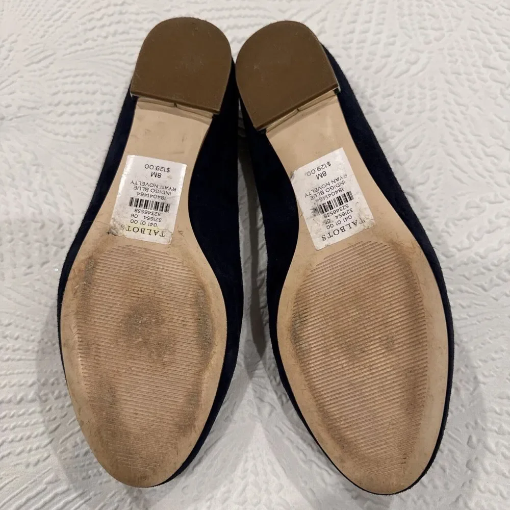 Talbots EUC Ryan Blue Suede RED TRUCK Christmas Holiday Flats Shoes Women's 8 M - Picture 3 of 16